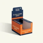A premium custom counter display box featuring a printed header and compartment layout, ideal for showcasing retail products.