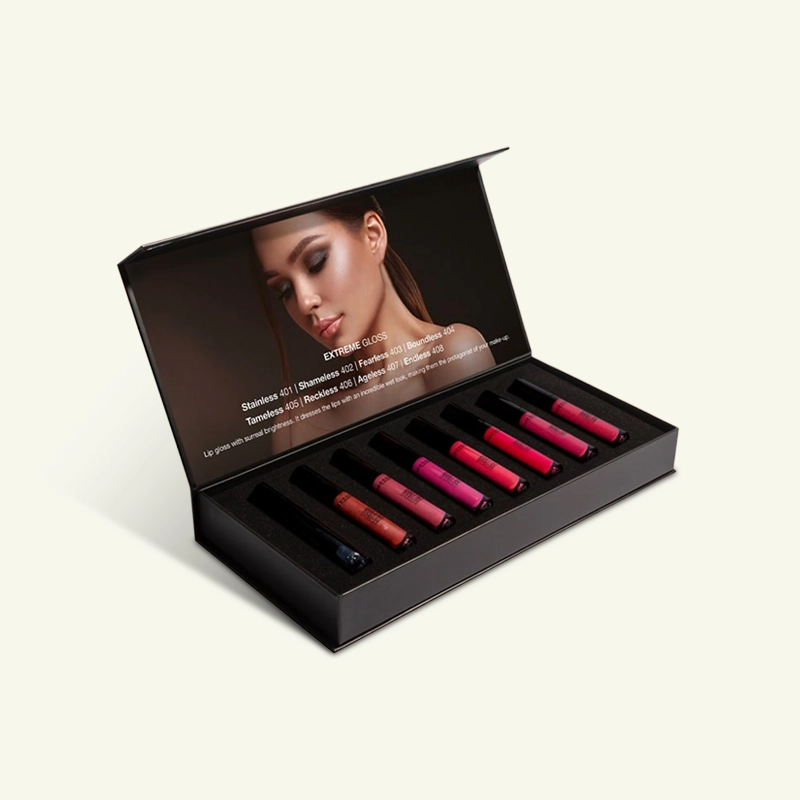 Lip gloss kit box with assorted colors
