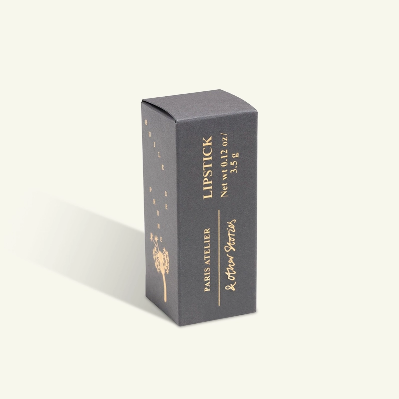 Custom black lipstick box with gold foil printing