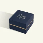 Luxury watch box with rigid lid and gold accent
