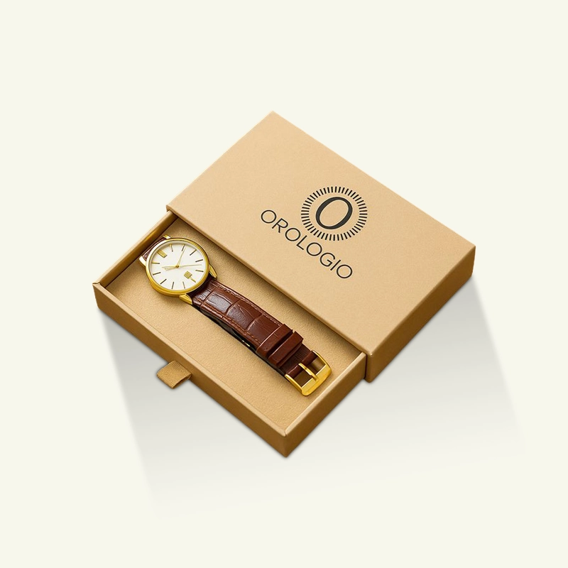 Drawer watch box with branded sleeve and fitted insert
