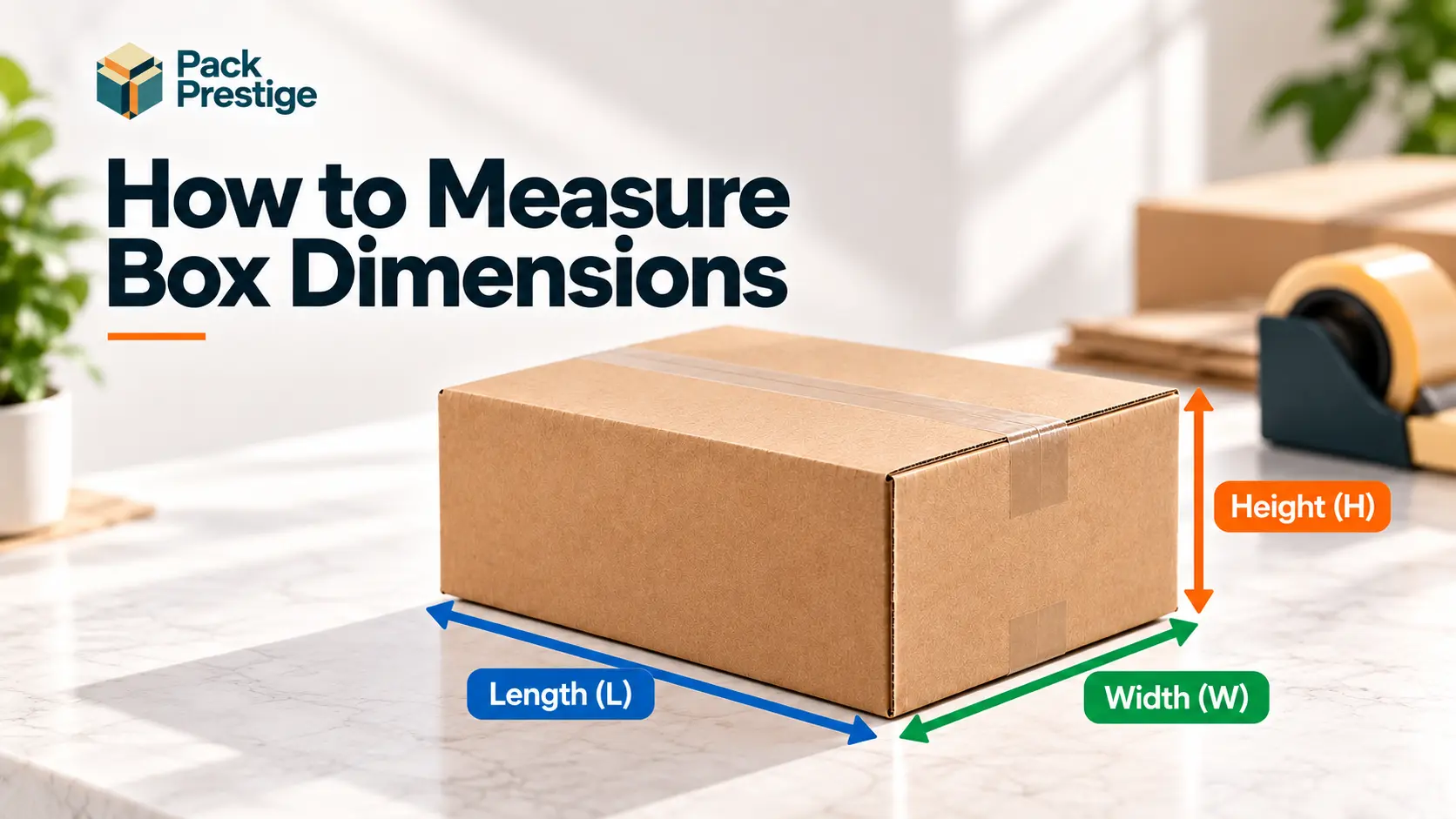 How to measure box dimensions with length, width and height labeled